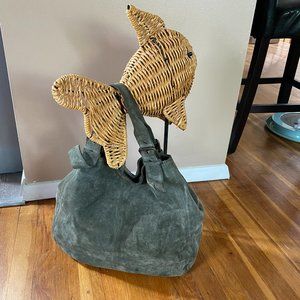 Maurizio Taiuti Blue/Green genuine Leather Suede Hobo Bag Tote